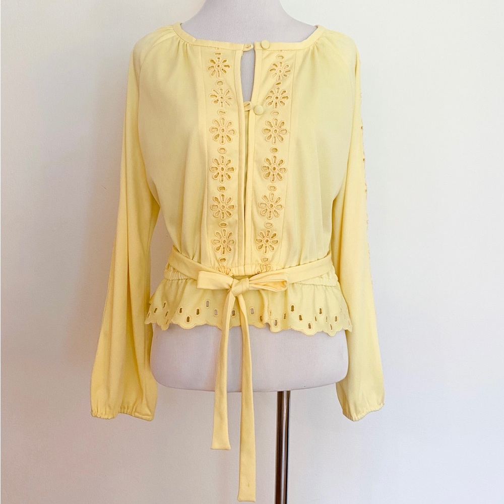 Vintage 70s Yellow Peasant Blouse